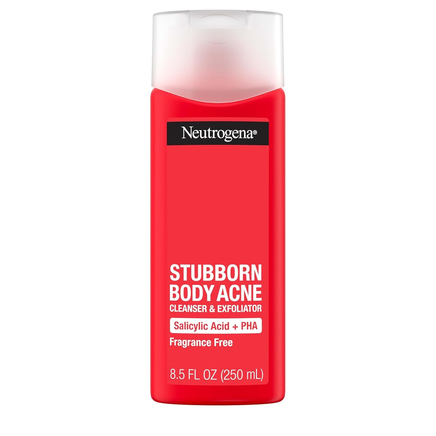 Salicylic Acid & PHA Stubborn Acne Body Wash, Exfoliating Cleanser Acne Treatment for Chest & Shoulder, Gently Clears, Exfoliates & Helps Prevent Breakouts, Fragrance Free, 8.5 Fl Oz
