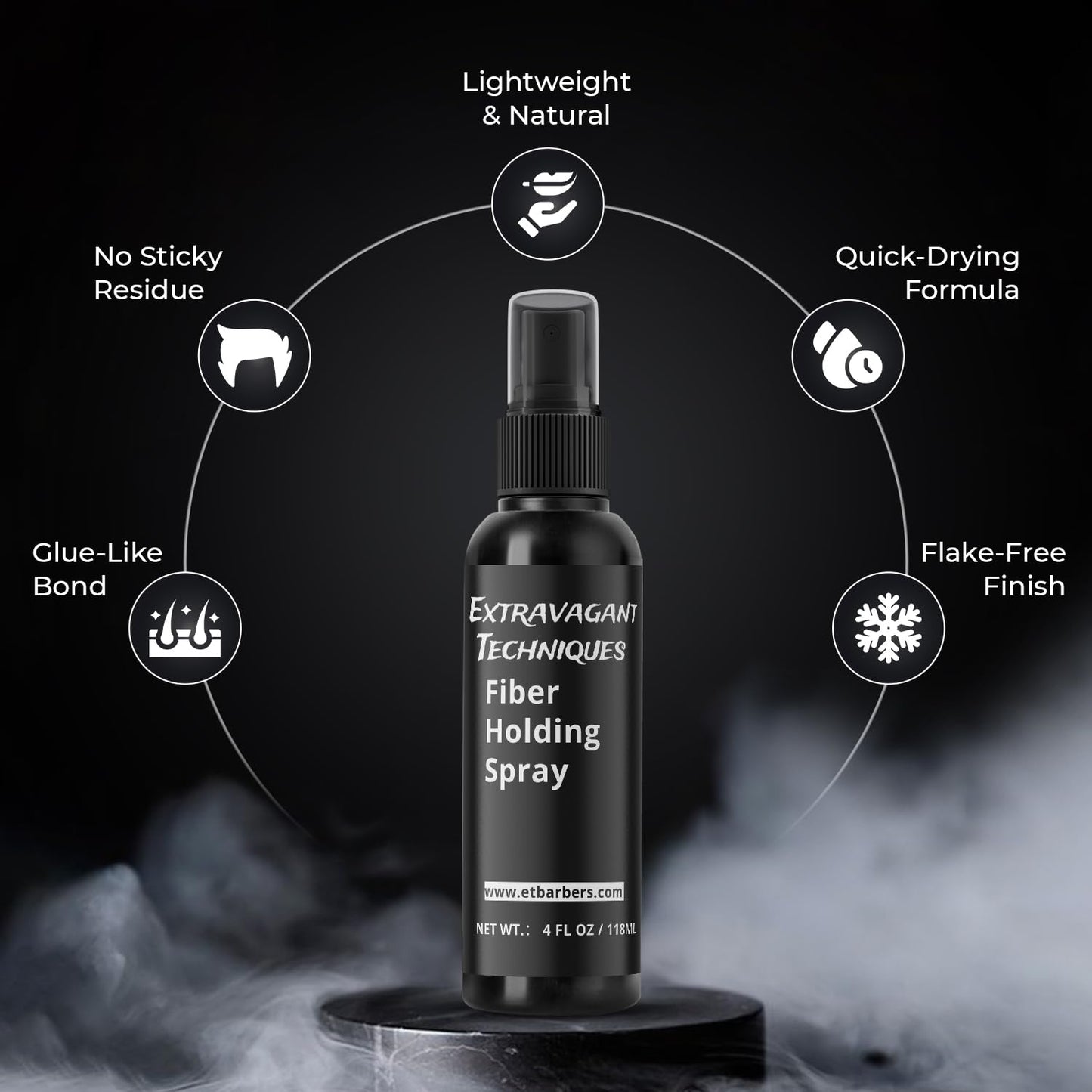 Fiber Holding Spray for Hair – Wind & Water Resistant, Strong Bond for Hair Fibers – Quick-Dry, Flake-Free, Sweatproof, Humidity Control – Locks in Look for Bald Spots, Thinning Hair & Beards – 4 Oz.