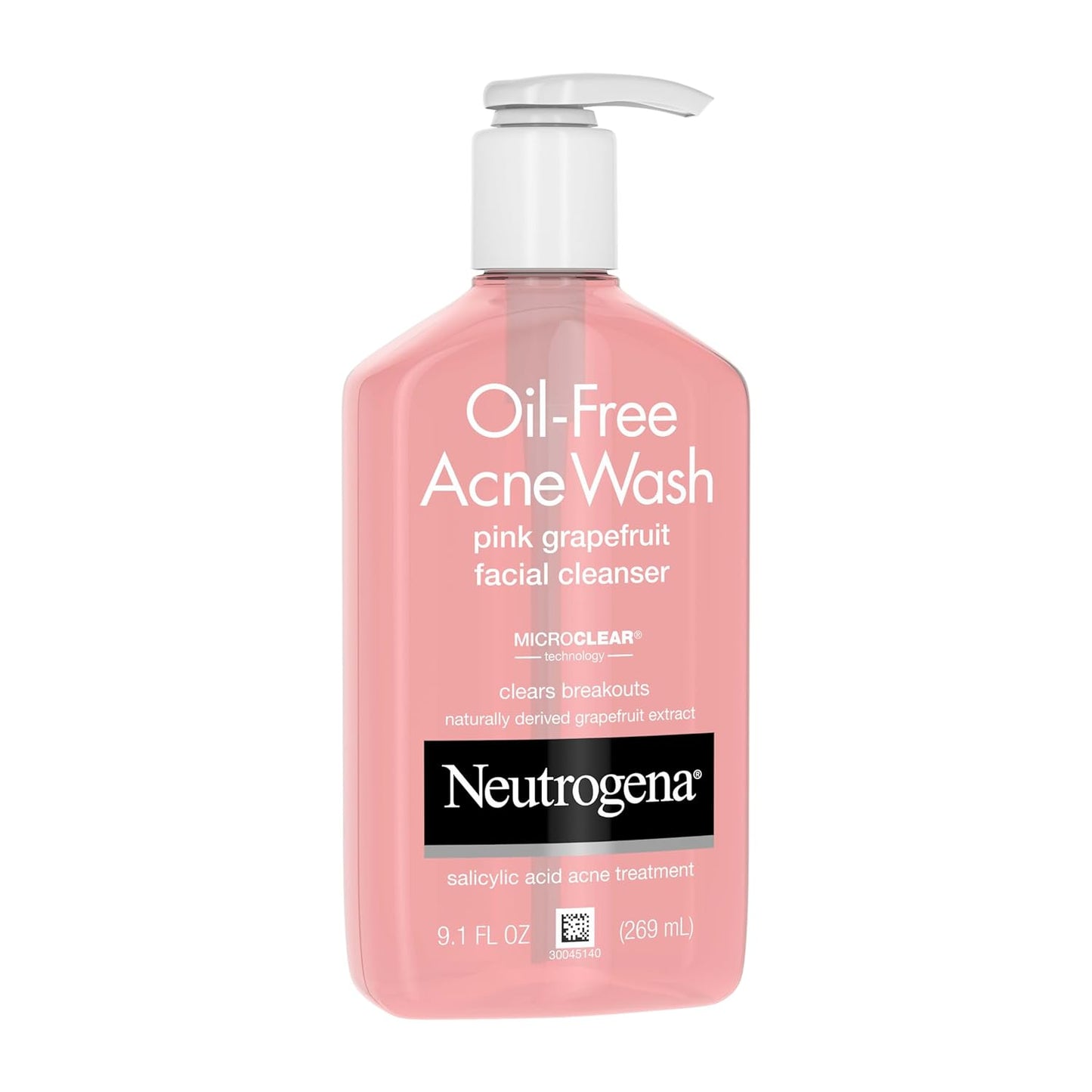 Oil-Free Salicylic Acid Pink Grapefruit Pore Cleansing Acne Wash and Facial Cleanser with Vitamin C, 9.1 Fl. Oz