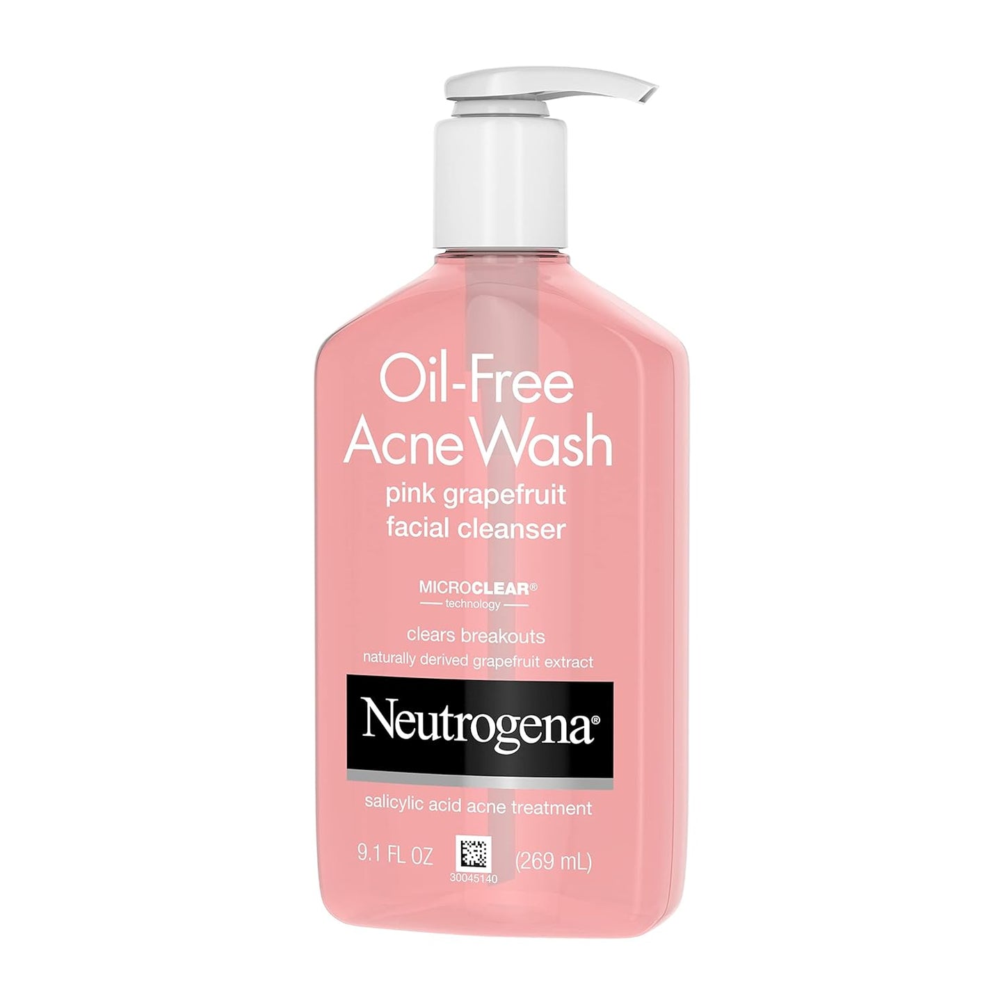 Oil-Free Salicylic Acid Pink Grapefruit Pore Cleansing Acne Wash and Facial Cleanser with Vitamin C, 9.1 Fl. Oz
