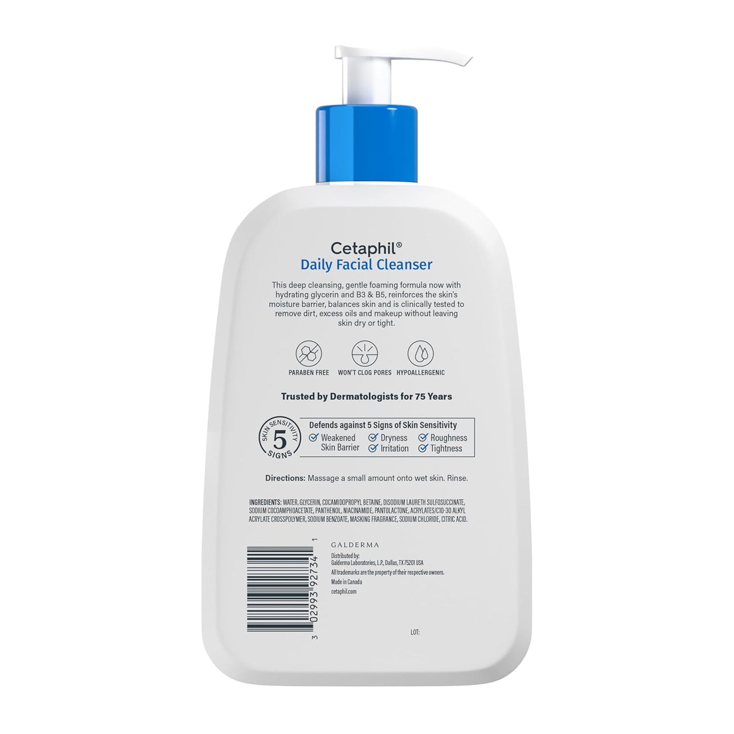 Daily Facial Cleanser Lotion for Combination to Oily, Sensitive Skin, 16 Oz + Travel Size Moisturizing Lotion 2 Oz