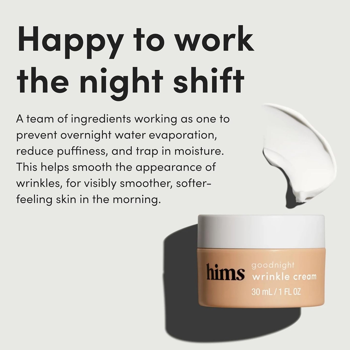 Goodnight Wrinkle Cream - Hydrating Men'S Face Moisturizer with Hyaluronic Acid, Shea Butter & Caffeine - Reduces Wrinkles While You Sleep - 1 Fl Oz