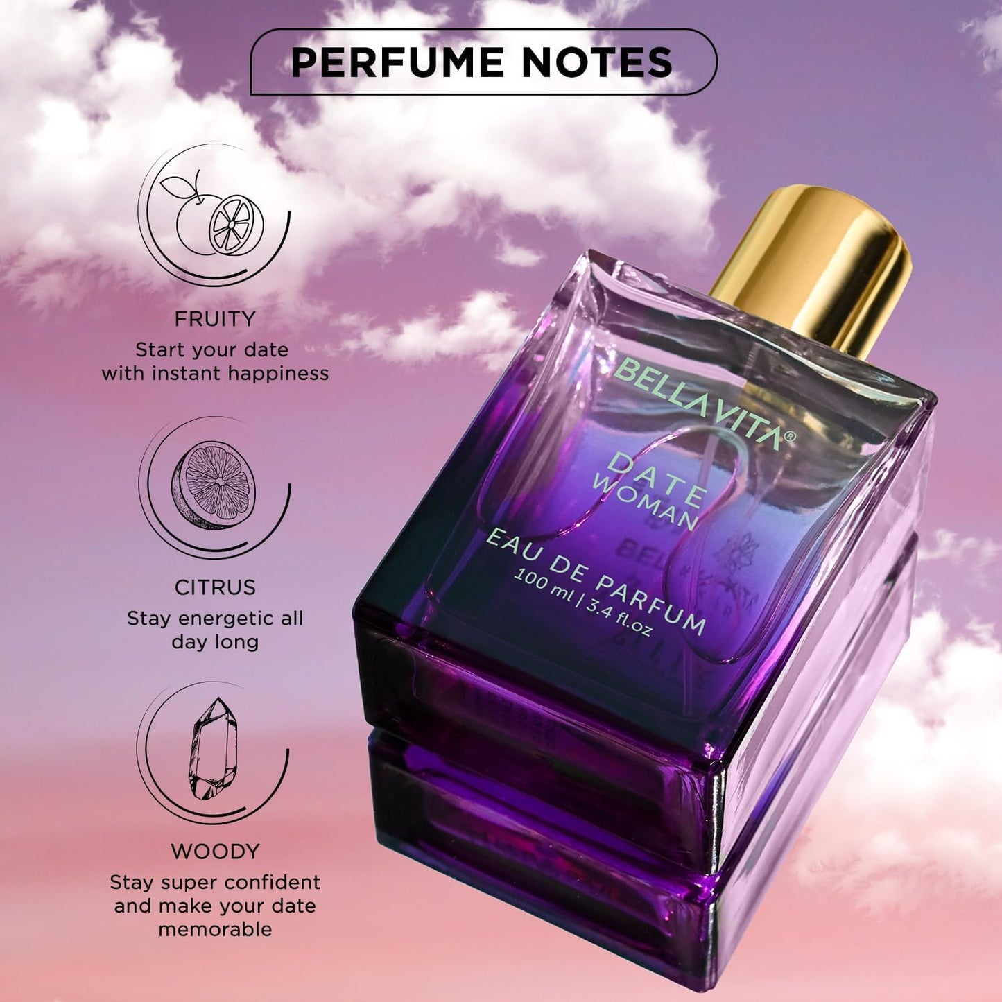 Date Eau De Parfum Floral, Fruity and Spicy Perfume, Long Lasting EDP Fragrance for Women 100 Ml
