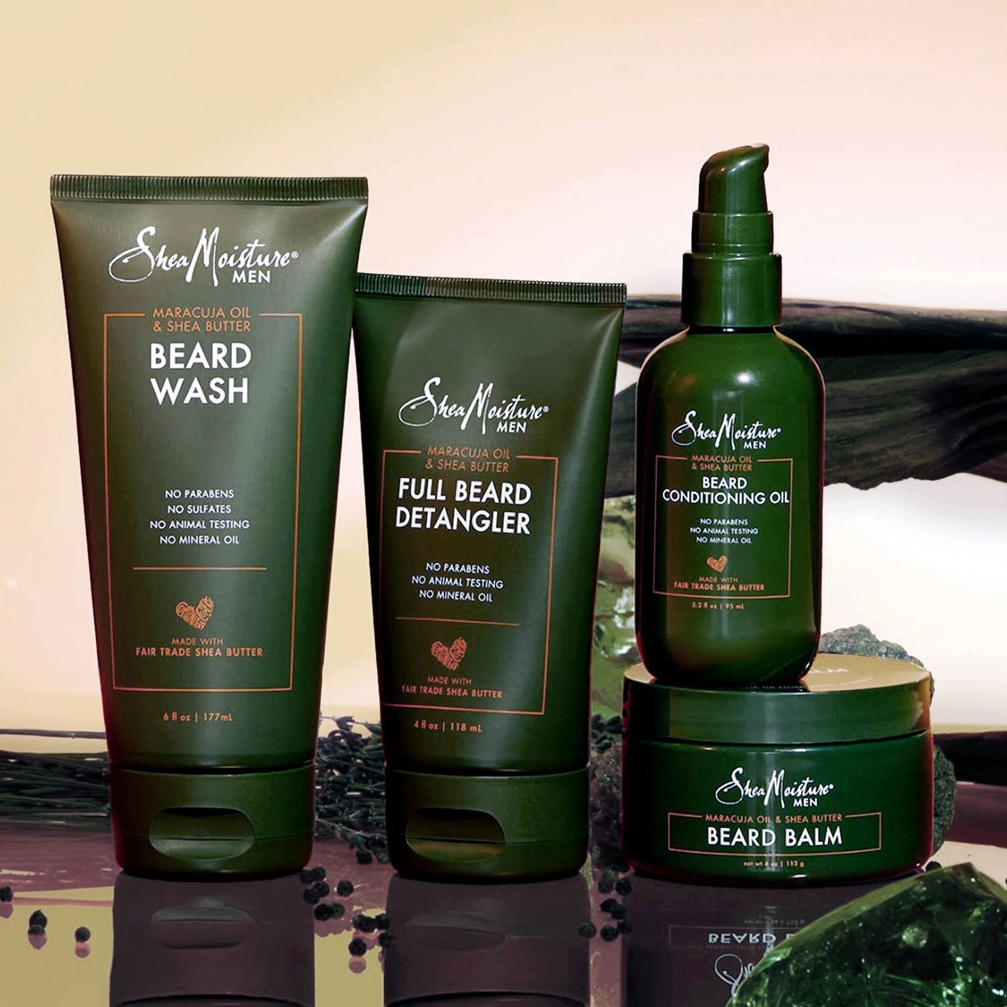 Beard-Care Kit for Men, Includes Wash, Balm, Oil, Conditioner, Natural Shea Butter & Maracuja Oil, Great Gift