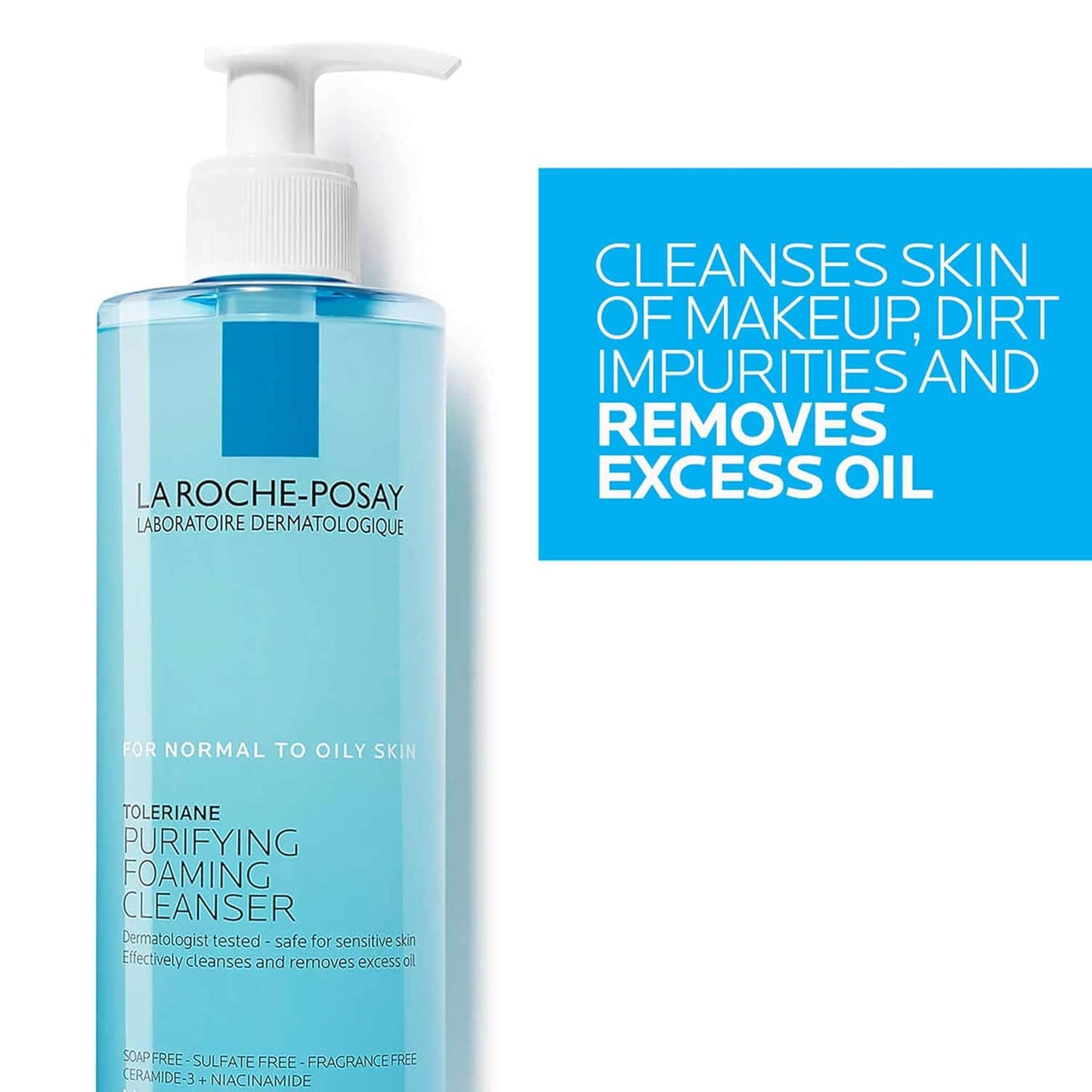 Toleriane Purifying Foaming Facial Cleanser, Oil Free Face Wash for Women & Men with Niacinamide + Ceramides, Pore Cleanser Safe for Sensitive Skin, Won’T Dry Out Skin, Soap Free