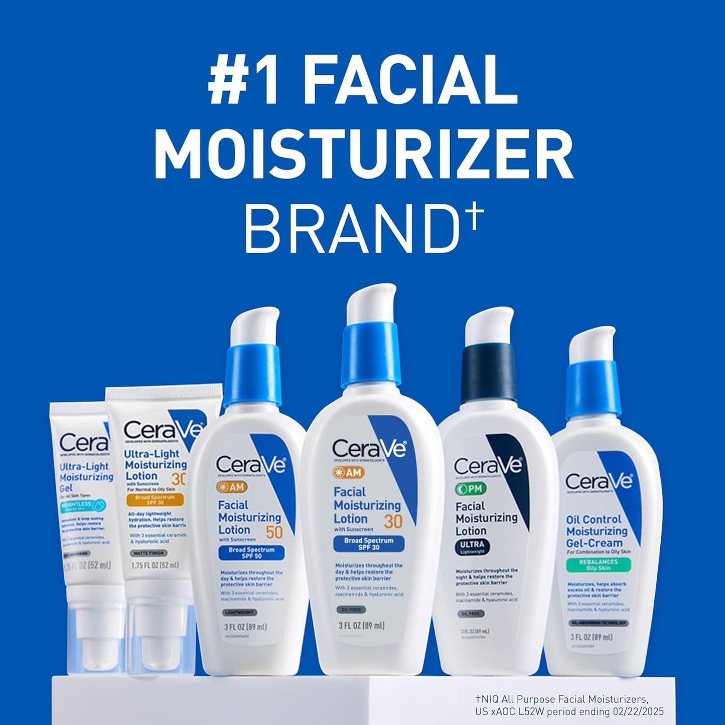 AM Facial Moisturizing Lotion with SPF 30, Oil-Free Face Moisturizer with SPF, Formulated with Hyaluronic Acid, Niacinamide & Ceramides, Non-Comedogenic, Broad Spectrum Sunscreen, 3 Ounce