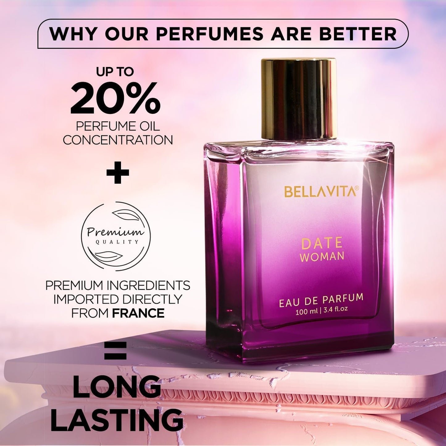 Date Eau De Parfum Floral, Fruity and Spicy Perfume, Long Lasting EDP Fragrance for Women 100 Ml
