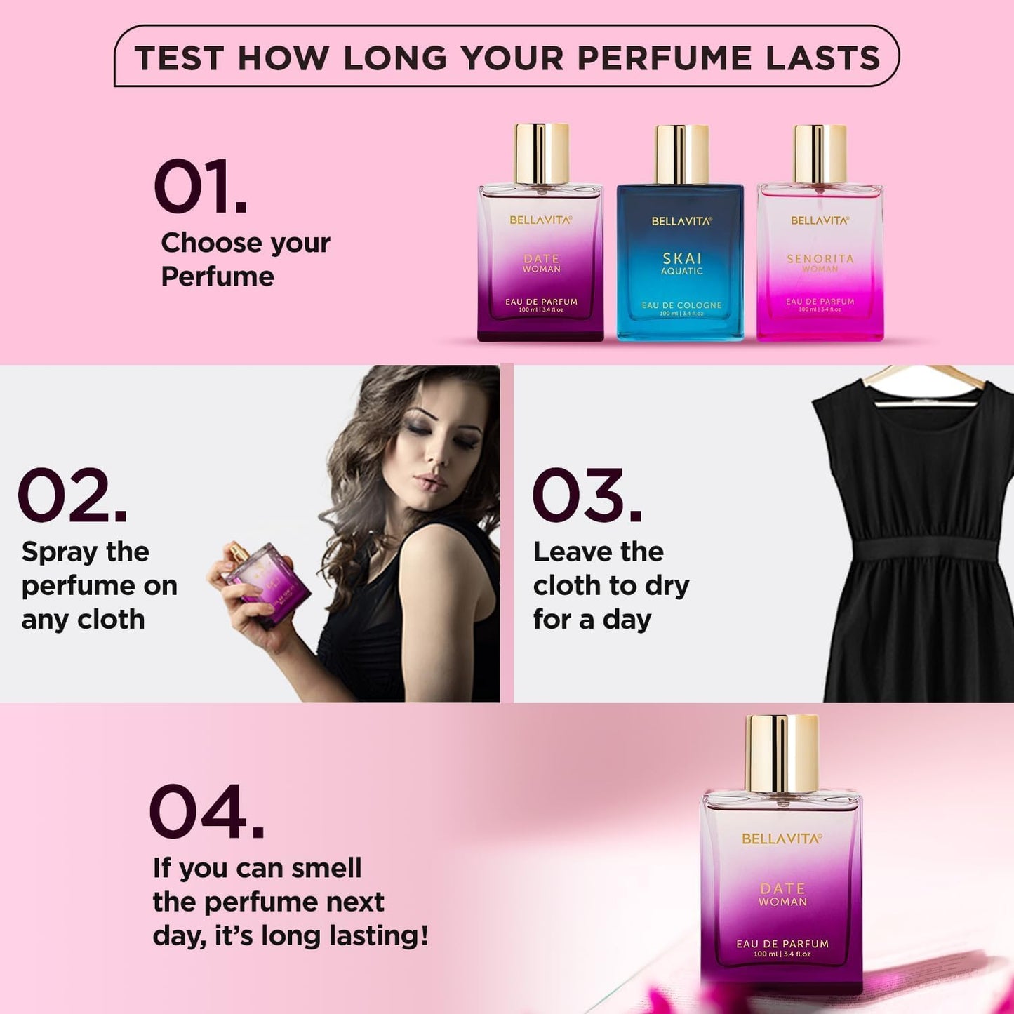 Date Eau De Parfum Floral, Fruity and Spicy Perfume, Long Lasting EDP Fragrance for Women 100 Ml