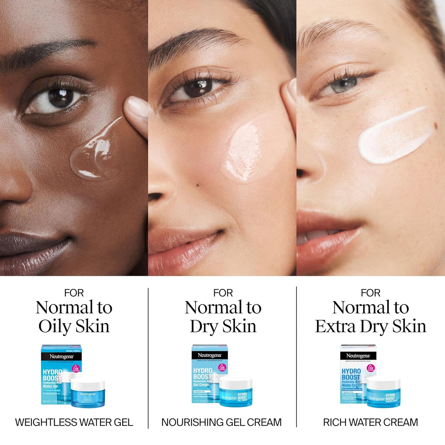 Hydro Boost Gel Cream, 48 Hr Hydration for Normal/Dry Skin, Fragrance Free, Face Moisturizer with Hyaluronic Acid, 1.7 Oz. & Trial Size Hydro Boost Hydrating Gel Cleanser, 0.5 Fl Oz