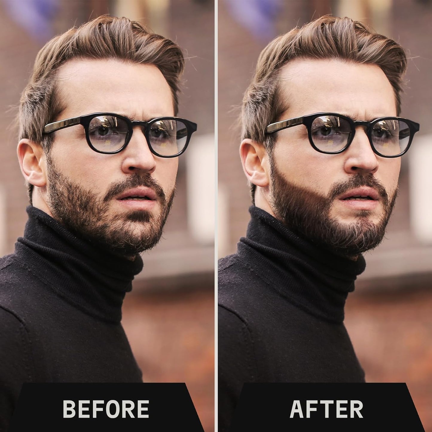 2 Pack Beard Pencil Filler for Men with 4 Tips (Jet Black) - Fill, Shape & Define with This Long-Lasting, Waterproof Beard Pen Kit Including Brush