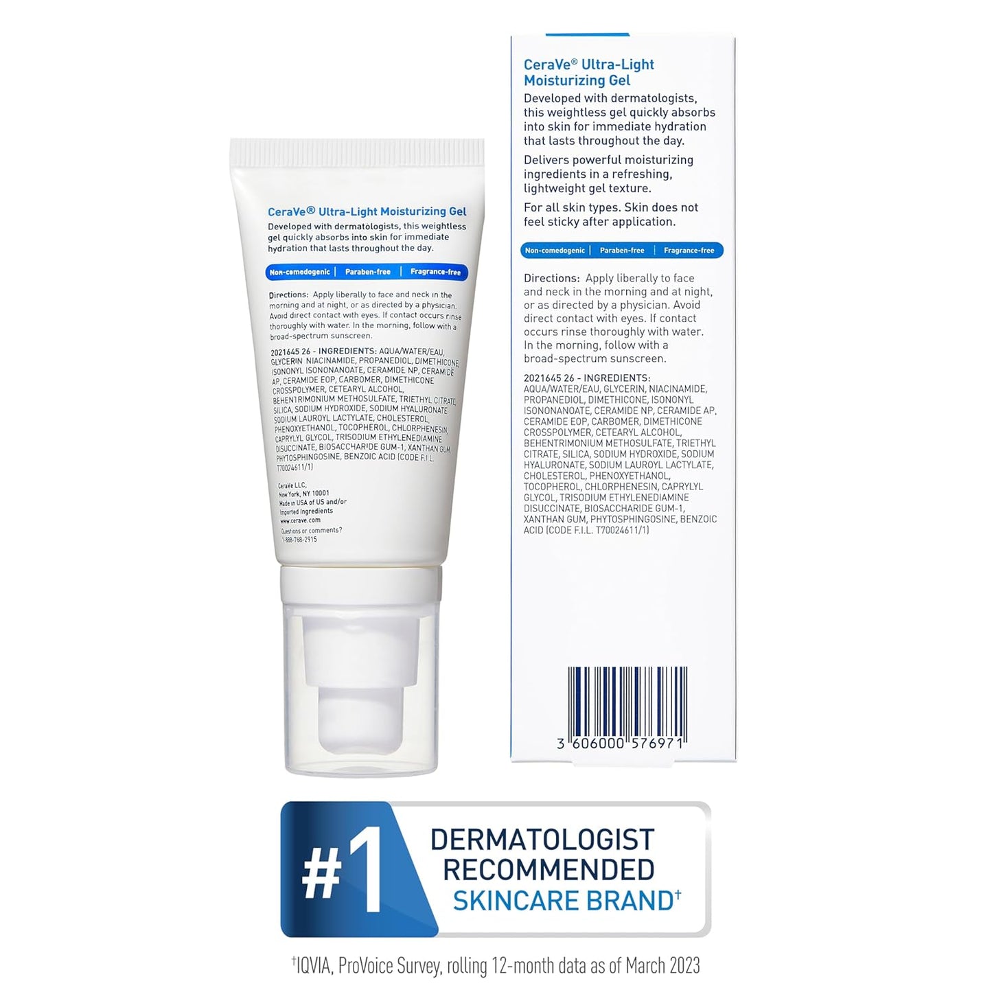 Ultra-Light Moisturizing Gel, Hydrating Gel Face Moisturizer for Men & for Women with Ceramides, Niacinamide, Hyaluronic Acid, Fragrance Free, Oil-Free, Mattifying Moisturizer, 1.75 FL Oz