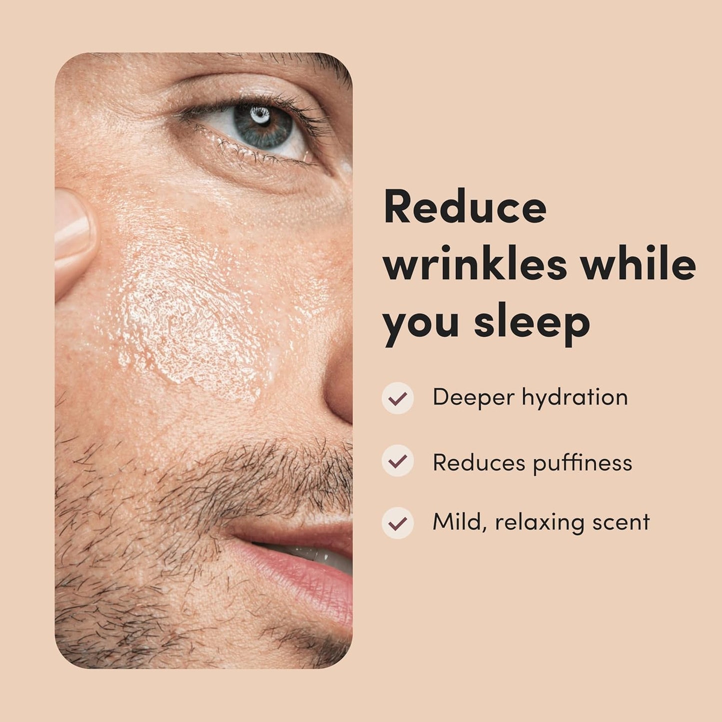 Goodnight Wrinkle Cream - Hydrating Men'S Face Moisturizer with Hyaluronic Acid, Shea Butter & Caffeine - Reduces Wrinkles While You Sleep - 1 Fl Oz