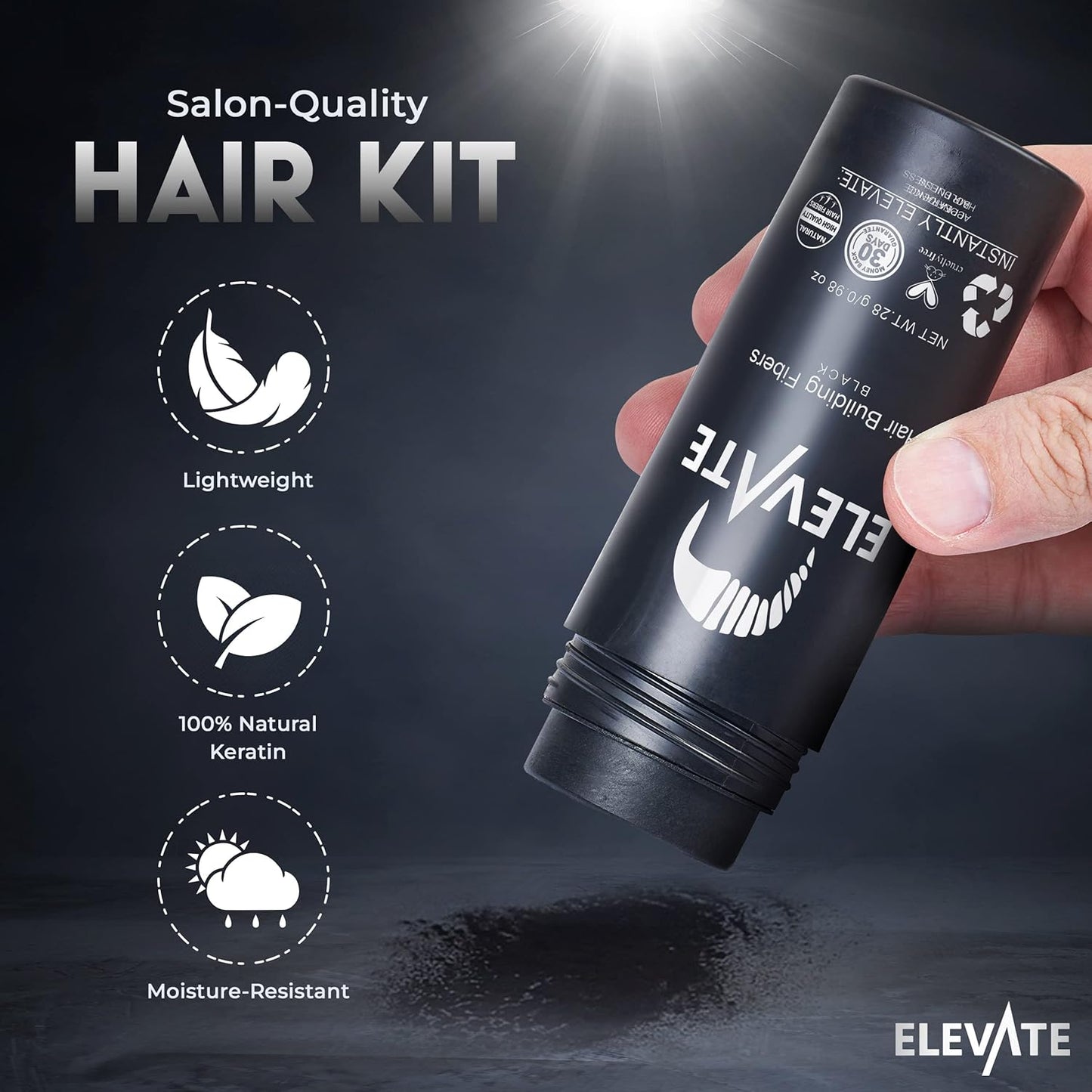Hair Perfecting 3-In-1 Kit Set Includes Natural Hair Thickening Fibers & Spray Applicator Pump Nozzle & Locking Setting Hold Spray | Instantly Conceal Balding and Thinning Areas (Black)