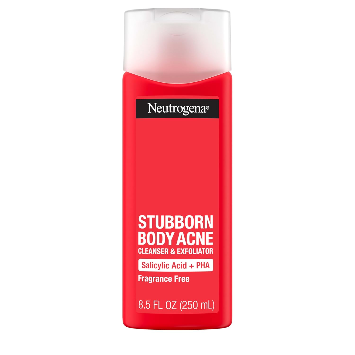 Salicylic Acid & PHA Stubborn Acne Body Wash, Exfoliating Cleanser Acne Treatment for Chest & Shoulder, Gently Clears, Exfoliates & Helps Prevent Breakouts, Fragrance Free, 8.5 Fl Oz