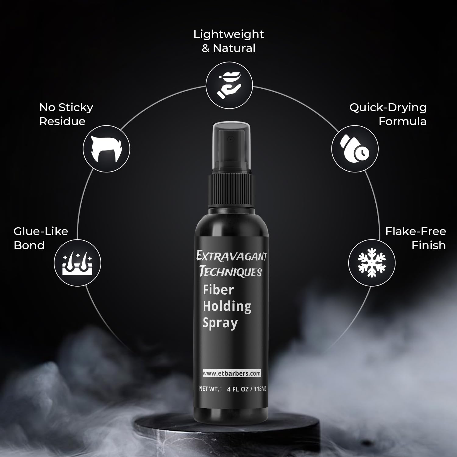 Fiber Holding Spray for Hair – Wind & Water Resistant, Strong Bond for Hair Fibers – Quick-Dry, Flake-Free, Sweatproof, Humidity Control – Locks in Look for Bald Spots, Thinning Hair & Beards – 4 Oz.