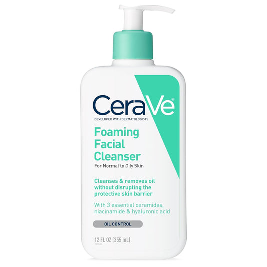 Foaming Facial Cleanser, Daily Face Wash for Oily Skin with Hyaluronic Acid, Ceramides, and Niacinamide, Fragrance Free Paraben Free, 12 Fluid Ounce