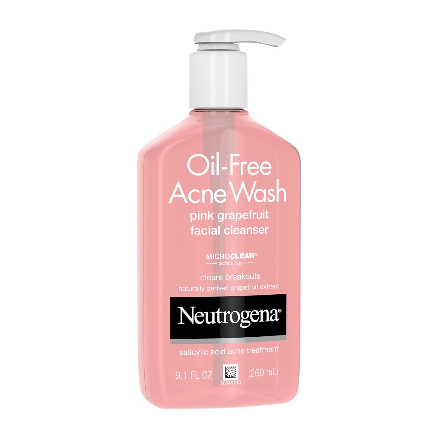 Oil-Free Salicylic Acid Pink Grapefruit Pore Cleansing Acne Wash and Facial Cleanser with Vitamin C, 9.1 Fl. Oz