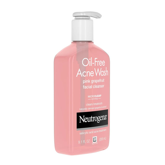 Oil-Free Salicylic Acid Pink Grapefruit Pore Cleansing Acne Wash and Facial Cleanser with Vitamin C, 9.1 Fl. Oz