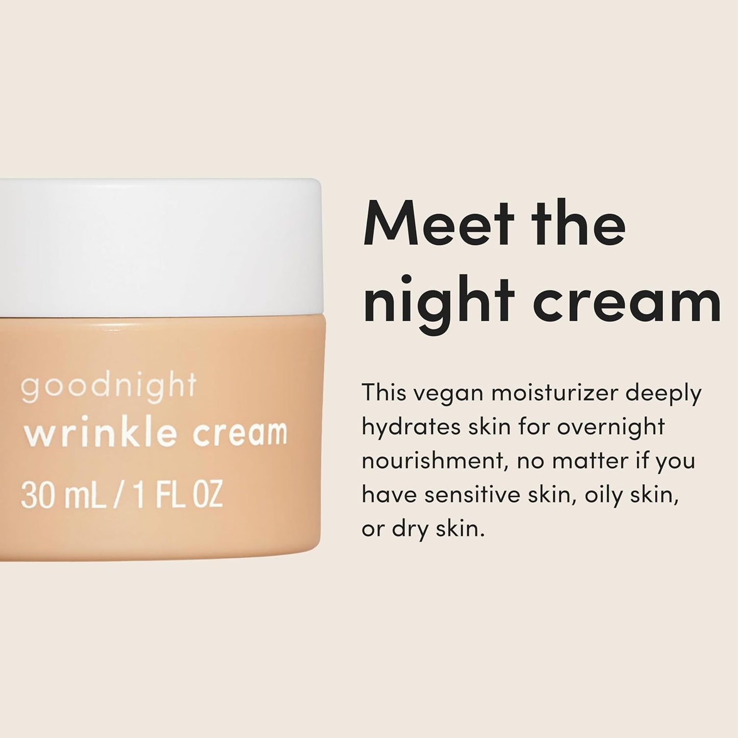 Goodnight Wrinkle Cream - Hydrating Men'S Face Moisturizer with Hyaluronic Acid, Shea Butter & Caffeine - Reduces Wrinkles While You Sleep - 1 Fl Oz