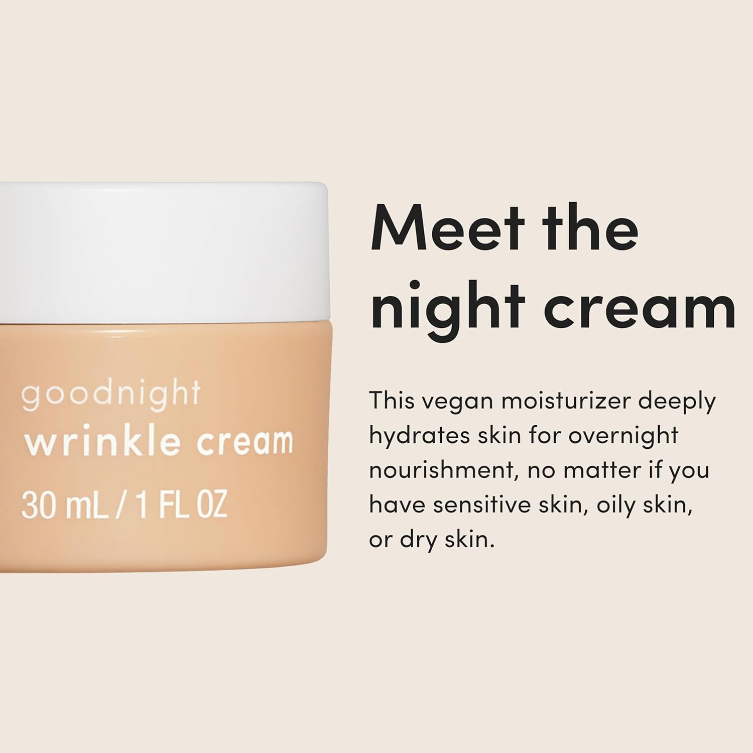 Goodnight Wrinkle Cream - Hydrating Men'S Face Moisturizer with Hyaluronic Acid, Shea Butter & Caffeine - Reduces Wrinkles While You Sleep - 1 Fl Oz