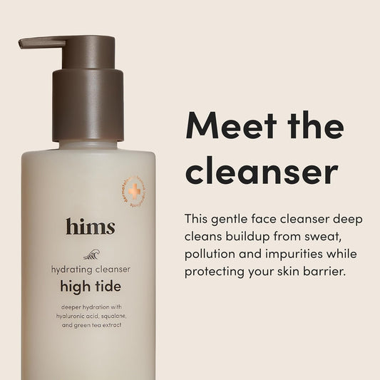 High Tide Hydrating Daily Cleanser for Men - Gentle Face Cleanser with Hyaluronic Acid, Squalane and Green Tea Extract - Lemongrass Field Scent