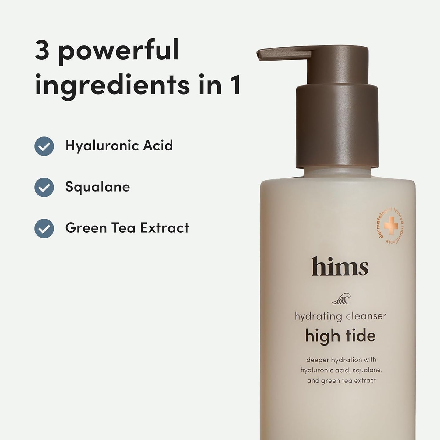 High Tide Hydrating Daily Cleanser for Men - Gentle Face Cleanser with Hyaluronic Acid, Squalane and Green Tea Extract - Lemongrass Field Scent