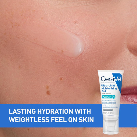 Ultra-Light Moisturizing Gel, Hydrating Gel Face Moisturizer for Men & for Women with Ceramides, Niacinamide, Hyaluronic Acid, Fragrance Free, Oil-Free, Mattifying Moisturizer, 1.75 FL Oz