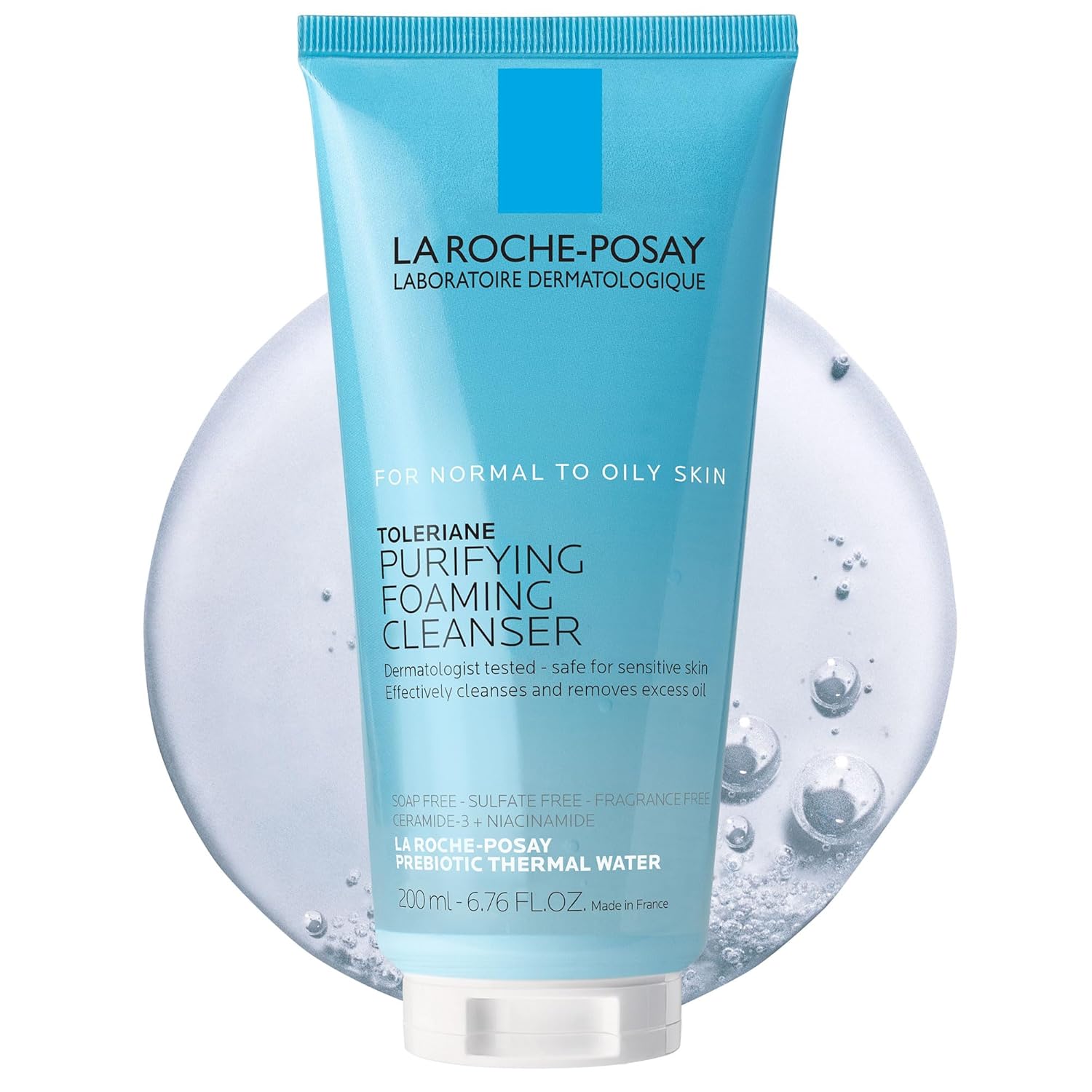 Toleriane Purifying Foaming Facial Cleanser, Oil Free Face Wash for Women & Men with Niacinamide + Ceramides, Pore Cleanser Safe for Sensitive Skin, Won’T Dry Out Skin, Soap Free